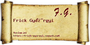 Frick Györgyi névjegykártya